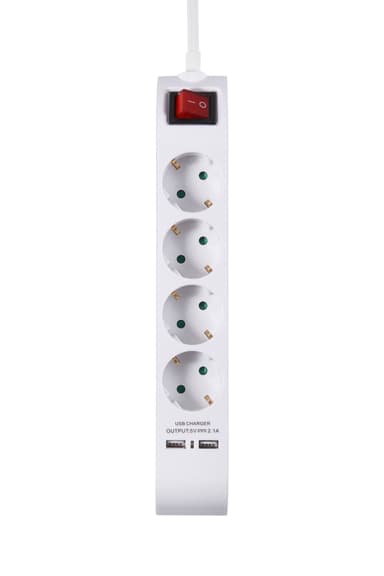 Prokord Power Strip 4X Socket 2xUSB 2.1 mAh 3m - White 4kpl 2 x 4 pin USB Type A Power CEE 7/4