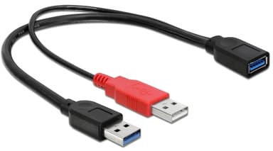 Delock USB Extra power cable 0.3m USB A 2 x USB A