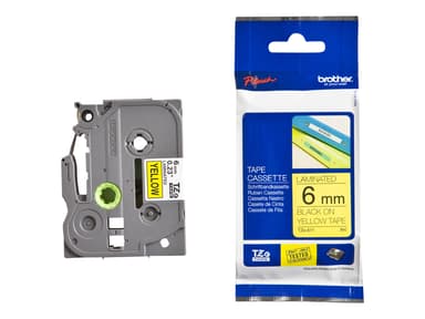 Brother Tape TZE-611 6mm Sort/Gul 