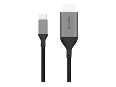 Alogic Ultra 1m HDMI-tyyppi A (vakio) USB Type-C Harmaa Musta