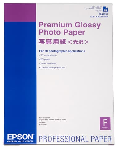 Epson Papper Photo Prem Glossy A2 25 Ark 225g 