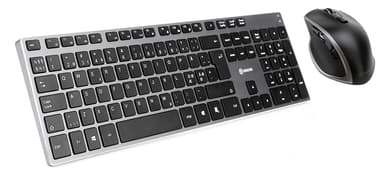 Voxicon Slim Metal Keyboard 295 Grey +Pro Mouse Dm-P20wl Nordiska länderna Sats med tangentbord och mus