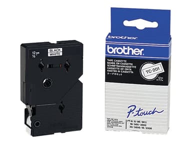 Brother Tape 12mm TC-201 Zwart/Wit 
