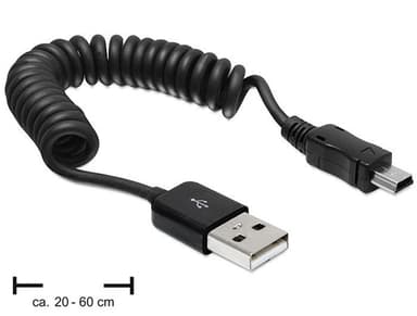 Delock USB-kaapeli 0.6m 4 nastan USB- A Uros Mini-USB Tyyppi B Uros