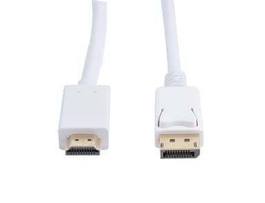 Prokord Displayport til HDMI 3M Hvid - Guldbelagt 3m DisplayPort Han HDMI Han 