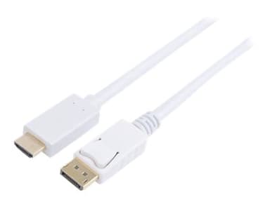 Prokord DisplayPort- til HDMI 1 m hvit - gullbelagt 1m DisplayPort Hann HDMI Hann