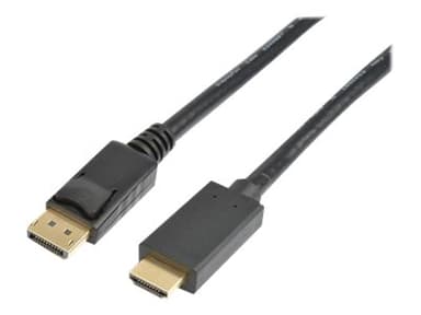 Prokord Displayport til HDMI 2M Sort - Guldbelagt 2m DisplayPort Han HDMI Han