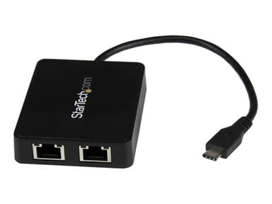 Startech USB C to Dual Gigabit Ethernet Adapter with USB (Type-A) Port 