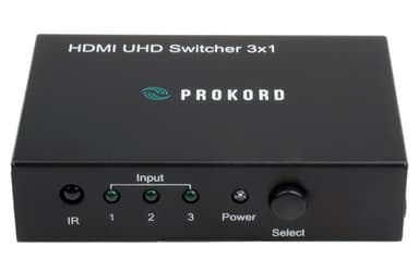 Prokord HDMI 2.0 3X1 Switch HDMI Naaras HDMI Naaras Musta