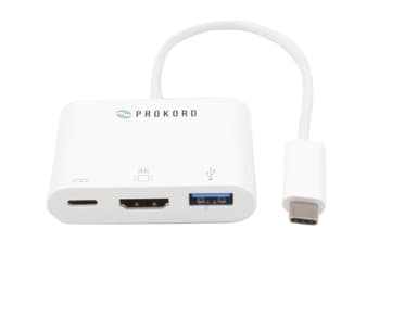 Prokord USB-C Adapter HDMI 4K + USB3.0 USB-C Hane HDMI USB USB-C Hona Vit