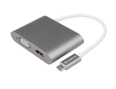 Prokord Portreplikator USB-C Han DVI-D HDMI VGA Hun Sølv