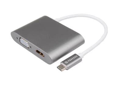 Prokord Portreplikator USB-C Hane DVI-D HDMI VGA Hona Silver