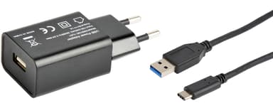 Cirafon Nätadapter 1xUSB 7.5w Quick Charge 2.0 + Kabel USB-C 1M Svart 