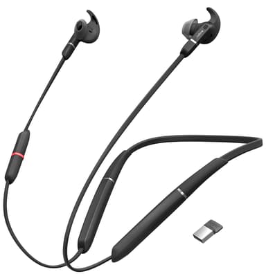 Jabra Evolve 65E + Link 370 MS Hodesett USB-A via Bluetooth-adapter Stereo Svart