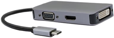 Prokord Travel Port Video USB-C Male DVI-D HDMI VGA Female Zilver 