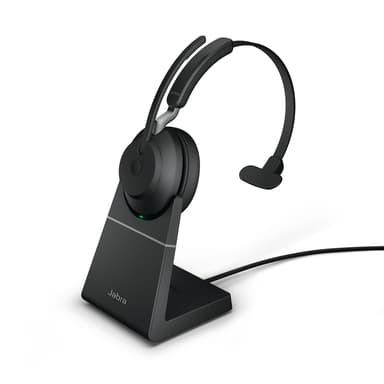 Jabra Evolve2 65 UC with Stand Headset USB-C via Bluetooth adapter Optimeret til UC Mono Sort
