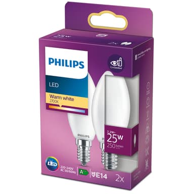 Philips LED E14 Kerte Frost 2.2W 250Lm 2-Pak 