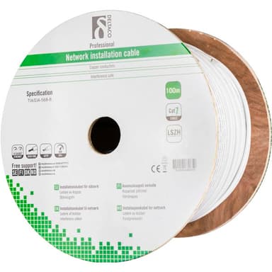 Deltaco Bulkkabel CAT 7 SFTP (skärmat folieöverdraget tvinnat par) Vit 100m