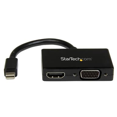 Startech Travel A/V adapter: 2-in-1 Mini DisplayPort to HDMI or VGA converter videomuunnin DisplayPort Mini Uros HDMI VGA Naaras Musta