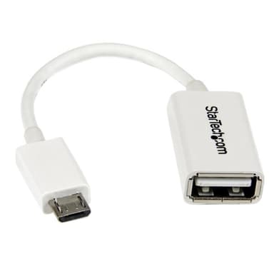 Startech 5in White Micro USB to USB OTG Host Adapter M/F 0.127m 4 nastan USB- A Naaras 5 pin Micro-USB Type B Uros