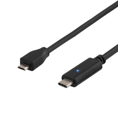 Deltaco USB-kabel 1m 5-stifts mikro-USB typ B Hane USB-C Hane