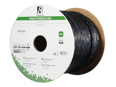 Deltaco Bulkkabel CAT 6a SFTP (skärmat folieöverdraget tvinnat par) Svart 100m