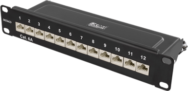 Deltaco Patchpanel 12 portar Skärmad (STP) CAT 6a