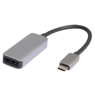Prokord Displayport Adapter 4K@60Hz Premium Metal 24 pin USB-C Uros 20 nastan näyttöporttiliitin Naaras Hopea 