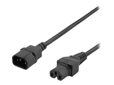 Deltaco Strømforlengelseskabel 3m Strøm IEC 60320 C15 Strøm IEC 60320 C14