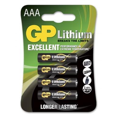 GP Batteri Lithium AAA/LR03 4-Pack 
