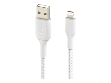 Belkin Lightning Till USB-A Kabel Flätad 2m Vit