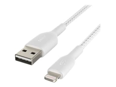 Belkin Lightning Till USB-A Kabel Flätad 1m Vit 