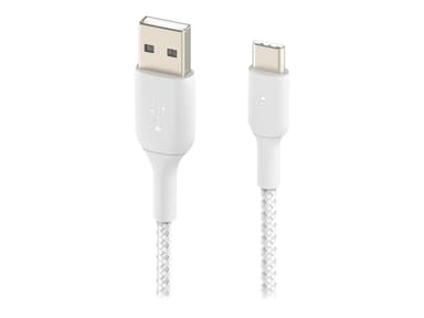 Belkin USB-A To USB-C Cable Braided 1m Hvid