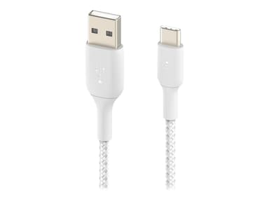 Belkin USB-A To USB-C Cable Braided 1m Valkoinen