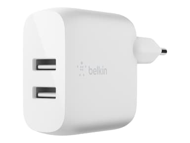 Belkin Dual Wall Charger 24w + USB-A To Lightning Cable 1m Vit