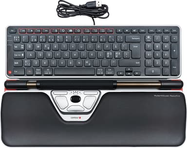 Contour Design RollerMouse Red Plus & Balance Keyboard Kabelanslutning USB Nordisk Tastatur og rullebarre-musesæt