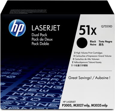 HP Värikasetti Musta 13K - Q7551XD 2-Pack 