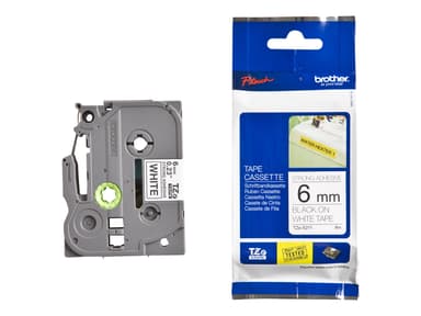 Brother Tape TZE-S211 6mm Svart/Hvit Extra Stark 