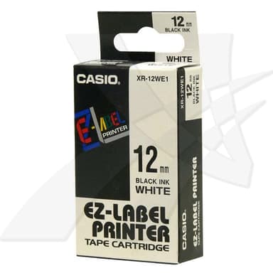 Casio Tape XR-12WES 12mm Svart/Hvit 