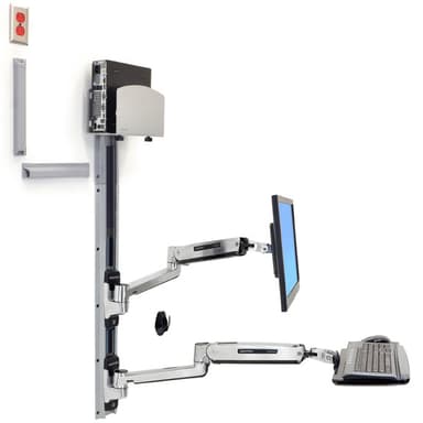 Ergotron LX Sit-Stand Wall Mount System Med CPU Hållare Silver 