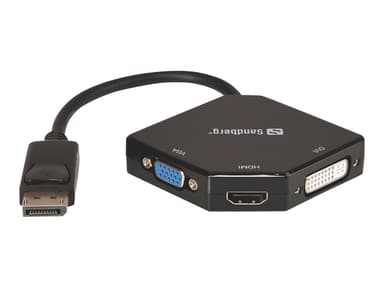 Sandberg Adapter DP>HDMI+DVI+VGA Musta 