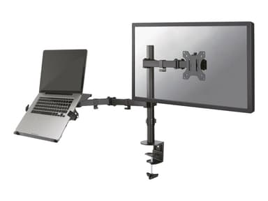 Neomounts Full Motion and Desk Mount (clamp) for 10-27" Monitor Screen AND Laptop, Height Adjustable 