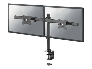 Neomounts Tilt/Turn/Rotate Dual Desk Mount (clamp & grommet) for two 10-27" Monitor Screens, Height Adjustable 