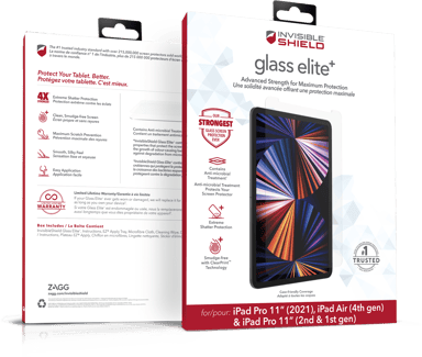 Zagg ZAGG InvisibleShield Glass Elite+ iPad Air 10.9" (4th gen) iPad Air 10.9" (5th gen) iPad Pro 11" (3rd gen) 