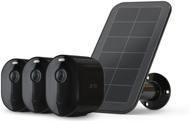 Arlo Arlo Pro 4 Wire-Free Spotlight Camera 3-pak + 1 Solar Panel, Sort 