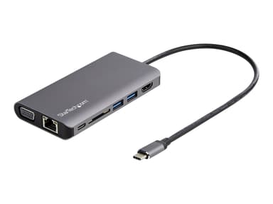 Startech .com USB C Multiport Adapter, USB-C Mini Travel Dock with 4K HDMI or 1080p VGA, 3x USB 3.0 Hub, SD, GbE, Audio, 100W PD Pass-Through, Portable Docking Station for Laptop/Tablet USB-C Mini-dock 