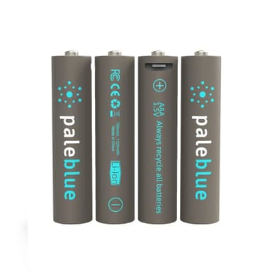 PALE BLUE Oppladbart batteri AAA 750 mAh 4-pakning, inkl. 4x1 ladekabel 