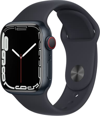 Apple Watch Series 7 GPS + Cellular, 41 mm Midnight Aluminium Case med Midnight Sport Band 