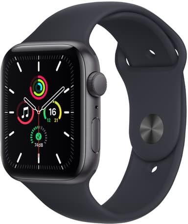Apple Watch SE GPS, 44mm Space Grey Aluminium Case with Midnight Sport Band 