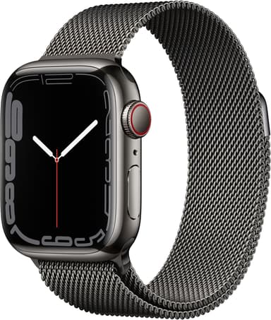 Apple Watch Series 7 GPS + Cellular, 41mm Graphite Stainless Steel Case with Graphite Milanese Loop 